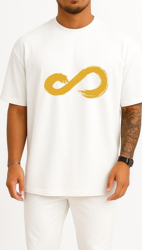 Oversize Infinite Infinitize K-Pop Infinity Symbol Inspirit Göğüs Tasarımlı Unisex T-Shirt
