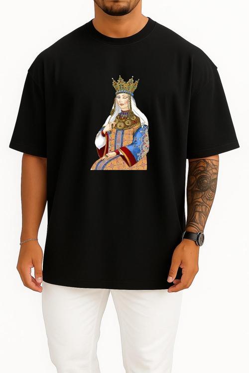 Oversize Turandot Azerbaijan The Seven Beauties Göğüs Tasarımlı Unisex T-Shirt