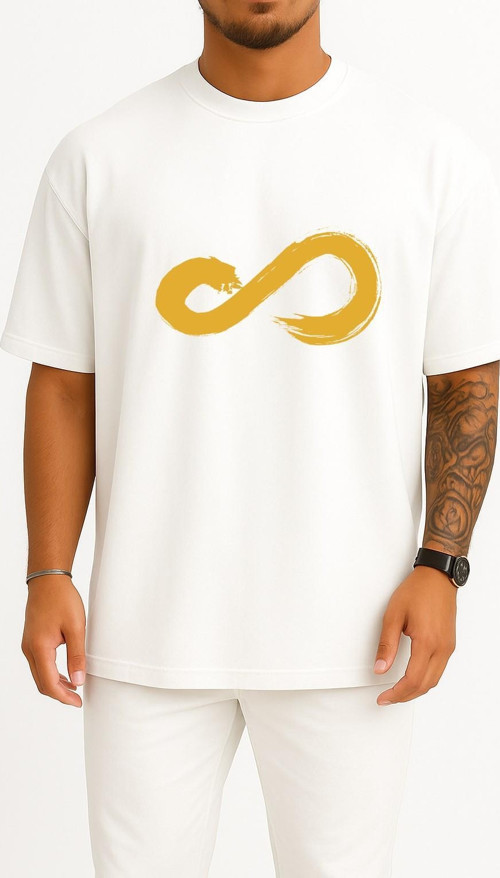 Oversize Infinite Infinitize K-Pop Infinity Symbol Inspirit Göğüs Tasarımlı Unisex T-Shirt