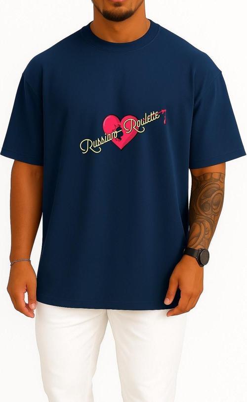 Oversize Red Velvet Russian Roulette The Velvet Album K-Pop Göğüs Tasarımlı Unisex T-Shirt