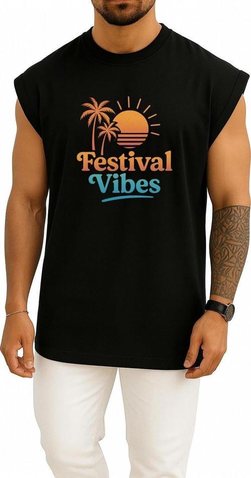 Oversize Coachella Festival Vibes Göğüs Tasarımlı Atlet