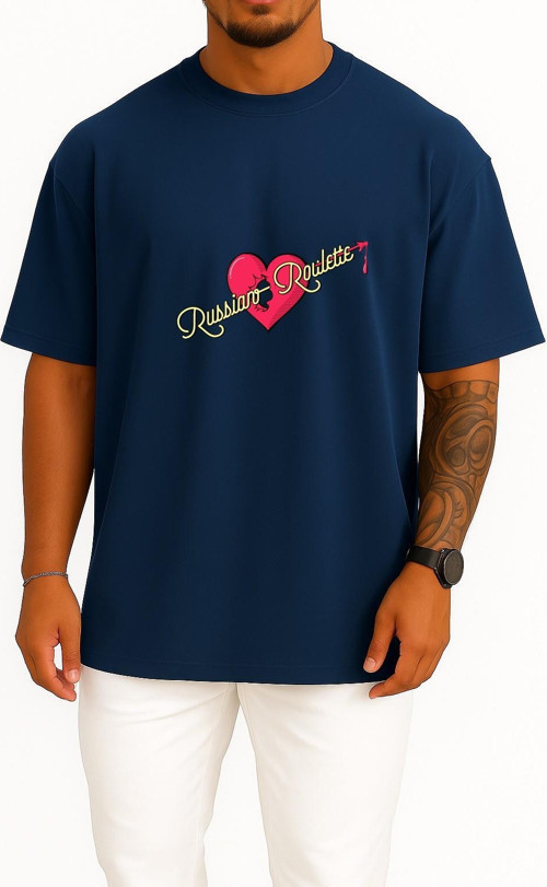 Oversize Red Velvet Russian Roulette The Velvet Album K-Pop Göğüs Tasarımlı Unisex T-Shirt