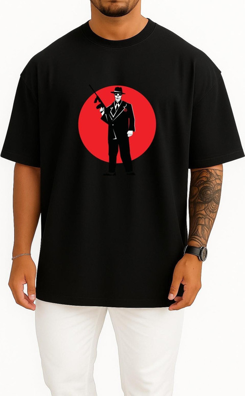 Oversize Skull Of A Gangster Göğüs Tasarımlı Unisex T-Shirt