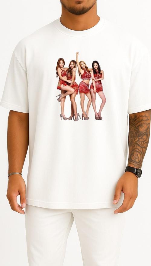 Oversize Sistar Give It To Me K-Pop Exıd Shake It, Aoa, Friendship Göğüs Tasarımlı Unisex T-Shirt