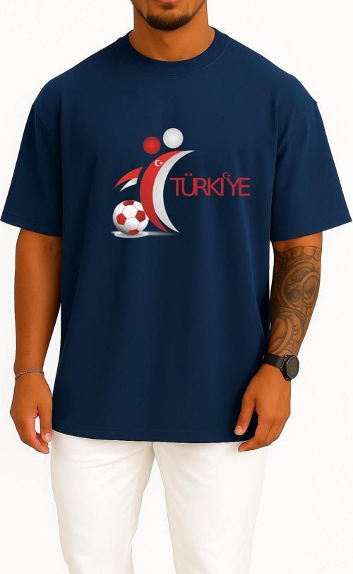 Oversize Türkiye National Football Team Göğüs Tasarımlı Unisex T-Shirt