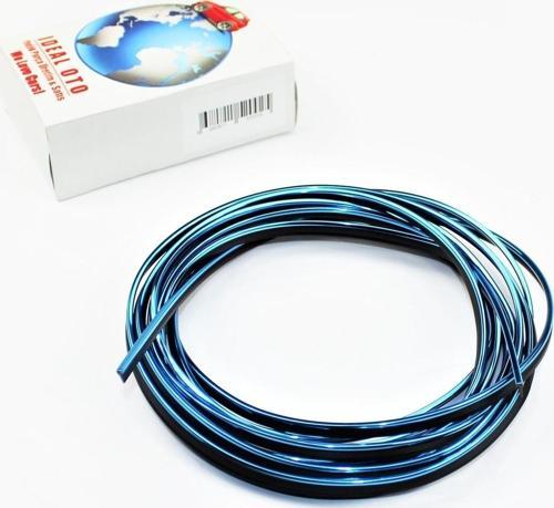 Araç Içi Geçme Torpido Şeridi - Parlak Krom Fitil (Mavi)