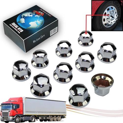 Tır Kamyon İçin 10 Adet Krom Bijon Anahtar Kapağı (33 Mm)