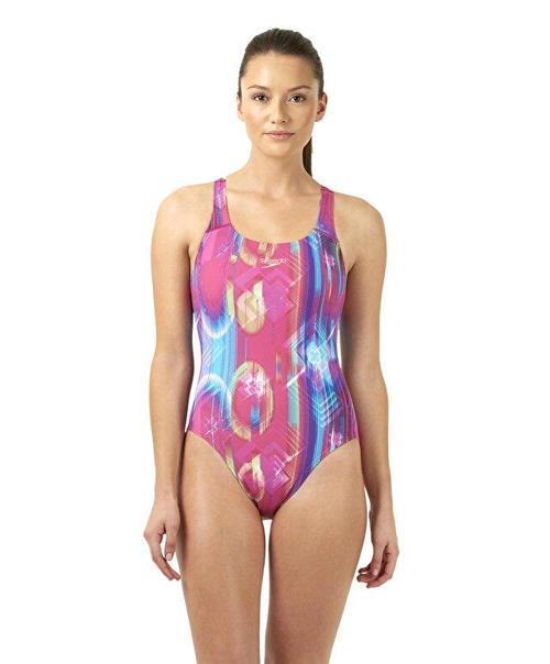 Kadın Yüzme Mayosu Pembe Speedo Alv Digi Lbck Af Pink/Blue Tek Parça Bayan Mayo 8 083709257