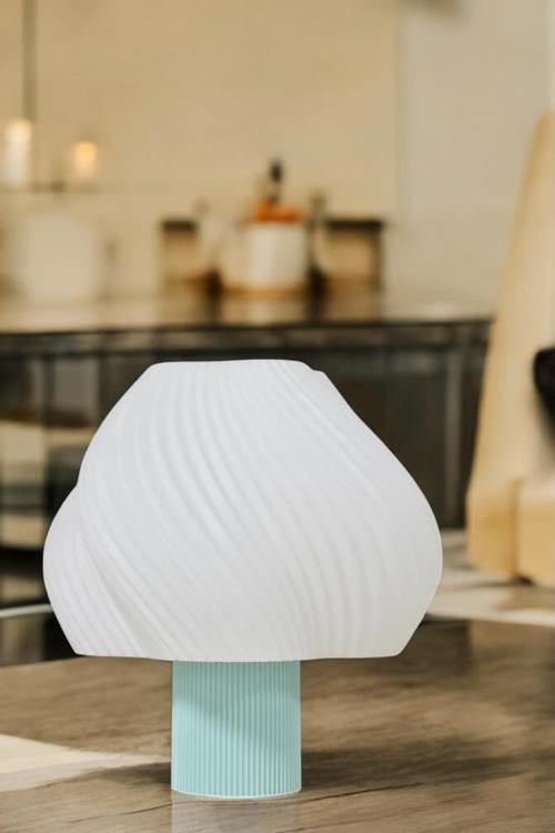 Modern Tasarım Abajur Masa Lambası Aydınlatma Aura Modern Komidin Su Yeşili Beyaz