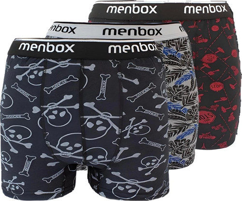 3 Adet Likralı Erkek Boxer Karışık Desenli Pamuklu