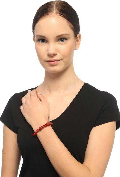TBLK00375 Mercan Doğal Taş Kadın Bileklik 17 cm 0-702