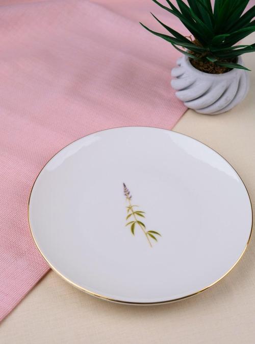 Porselen Natura Salkım Altın Yaldız Pasta Tabağı 20,50cm Tekli