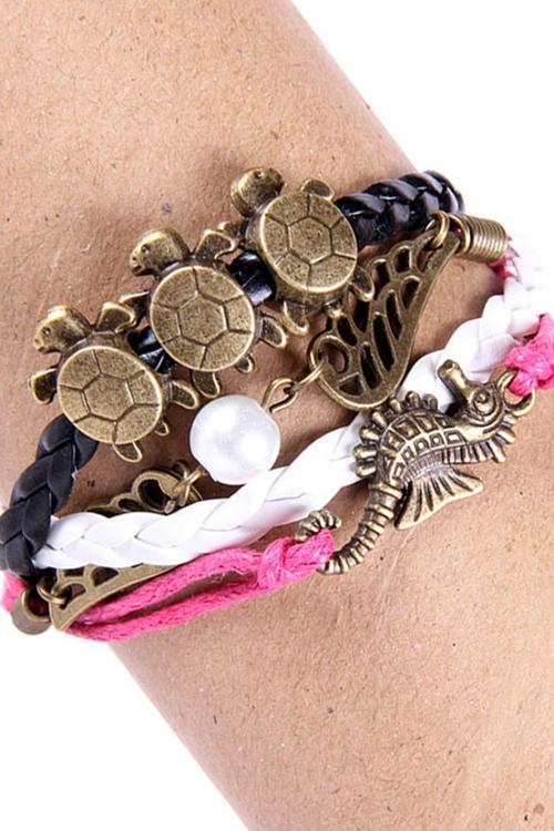TBLK02561 Deniz Atı Kanat Figürlü Salaş Unisex Bileklik 2351-2570