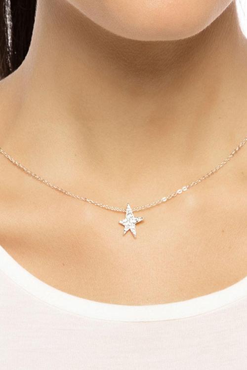 TKLY01450 Zirkon Taşlı Yıldız Altın Renkli Kolye