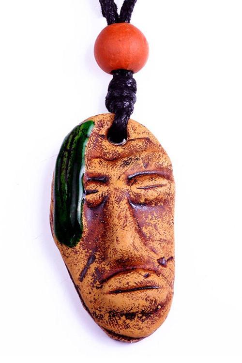 TKLY01564 Aztek Xochipilli Totem Natural Kolye