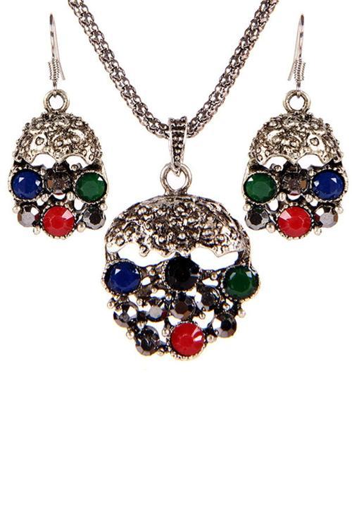 TKLY01703 Osmanlı Serisi Salkım Kolye Küpe Set