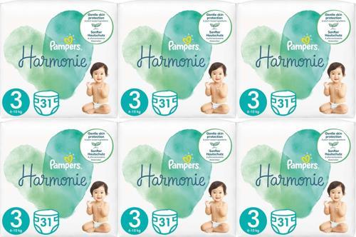 Pampers Harmonie Bebek Bezi Beden:3 (6-10KG) Midi 186 Adet Ekstra Ultra Fırsat Pk