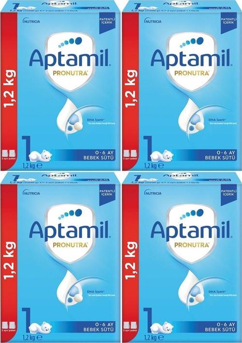 Nutrıcıa Aptamil Pronutra 1200GR Bebek Sütü No:1 (0-6 Ay) Yenidoğan Doğumdan itibaren (4 Lü Set)
