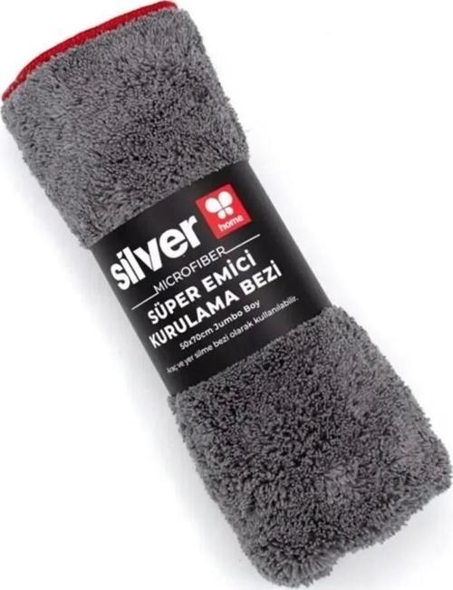 Jumbo Mikrofiber Süper Emici Havlu Kurulama Temizlik Bezi - Gri - 50x70 Cm. - 1 Adet