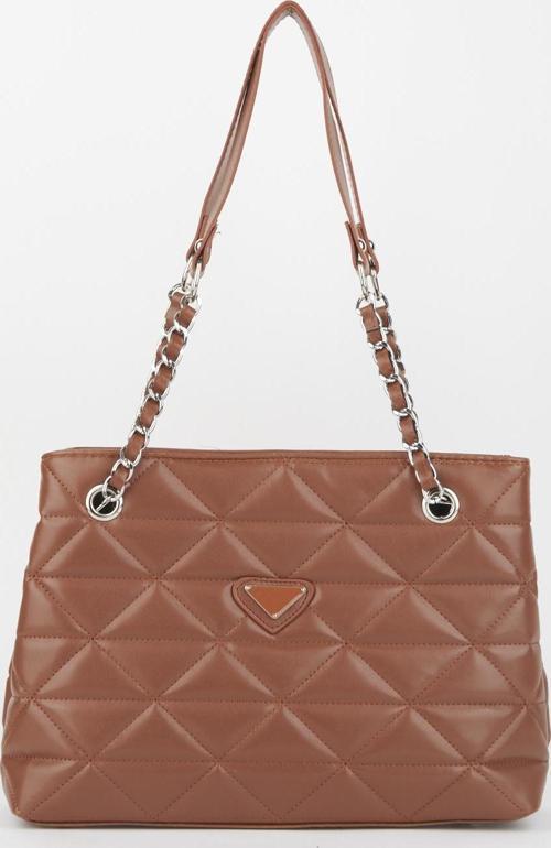 Taba Kapitone 3 Bölme Fermuar Kapama Zincir Askılı Astarlı El Kol Ve Omuz Çantası