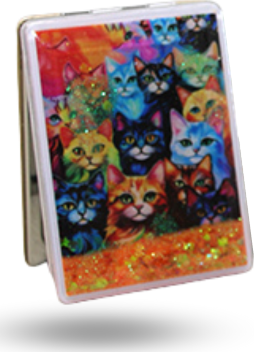 Büro Ev Ofis Kişisel Hediyesi için Hareketli Sulu Kedi Figürlü El Aynası