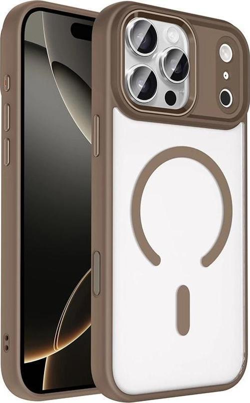 Apple iPhone 17 Pro Max Kılıf Wireless Şarj Özellikli Zore Krom M-safe Silikon Kapak