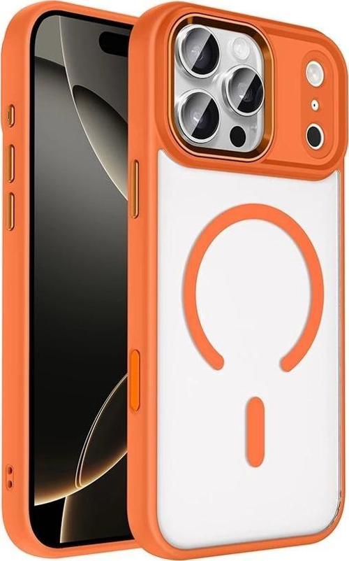 Apple iPhone 17 Pro Max Kılıf Wireless Şarj Özellikli Zore Krom M-safe Silikon Kapak