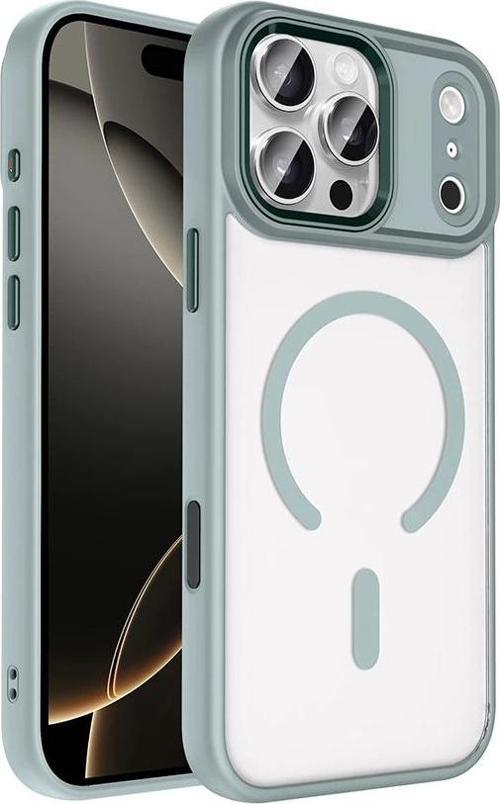 Apple iPhone 17 Pro Max Kılıf Wireless Şarj Özellikli Zore Krom M-safe Silikon Kapak