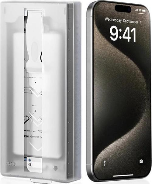 Apple iPhone 13 Zore 3D Oliv HD Temperli Cam Ekran Koruyucu + Kolay Uygulama Aparatı