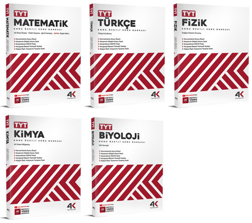4K 2026 Tyt Matematik + Türkçe + Fizik + Kimya + Biyoloji Soru Bankası Seti 5 Kitap