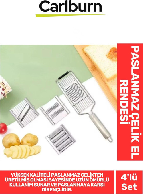 Özel Üretim Tutma Saplı Ergonomik Meyve Sebze Yüksek Kaliteli Paslanmaz Çelik 4'lü Set El Rendesi