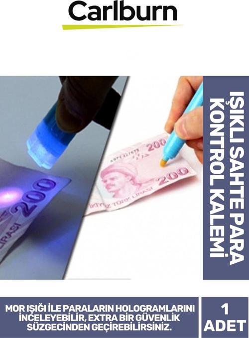 Özel Üretim Tüm Dünya Paralarını Kontrol Eden Mor Işıklı Sahe Para Kontrol Kalemi