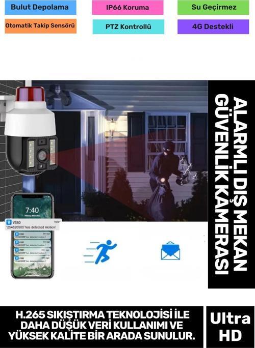 H.265 Sıkıştırma Teknolojisi 3MP HD Çözünürlük Gece Görüşlü Alarmlı Dış Mekan Güvenlik Kamerası