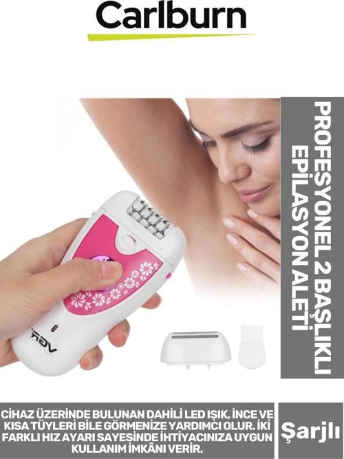 Premium Şarjlı Ergonomik Kompakt 2 Kademe Hız Ayarlı Profesyonel Döner 2 Başlıklı Epilasyon Aleti