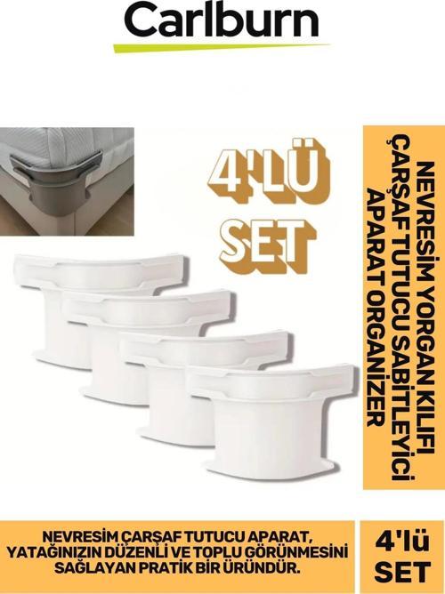 Özel Üretim Kaymaz Pratik Nevresim Yorgan Kılıfı Çarşaf Tutucu Sabitleyici Aparat Organizer 4'lü Set