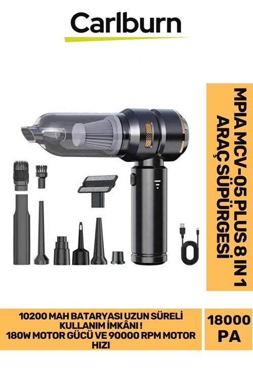 Premium 18000 PA Çekim Emiş Gücü 180W Led Göstergeli 0.5L Hacimli Şarjlı 10200 mAh Araç Süpürgesi