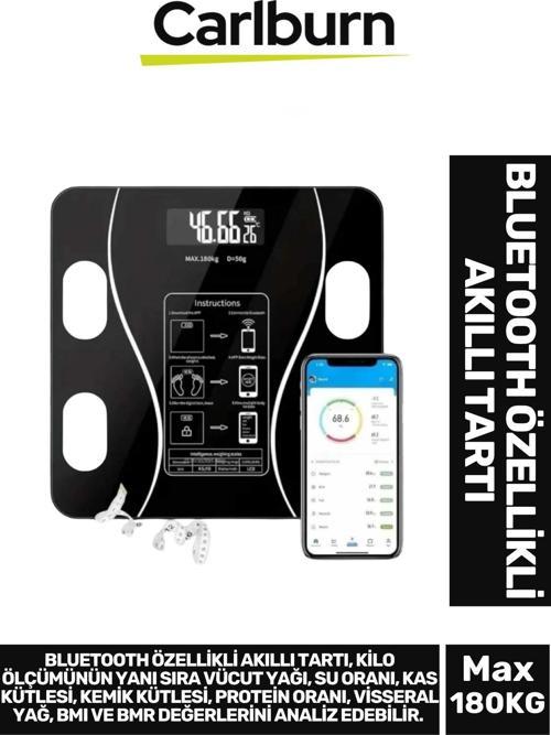 Lcd Ekran Kas Kütle Vücut Yağı Kemik Kütle Protein Oranı Ölçer Bluetooth Özellikli Akıllı Tartı