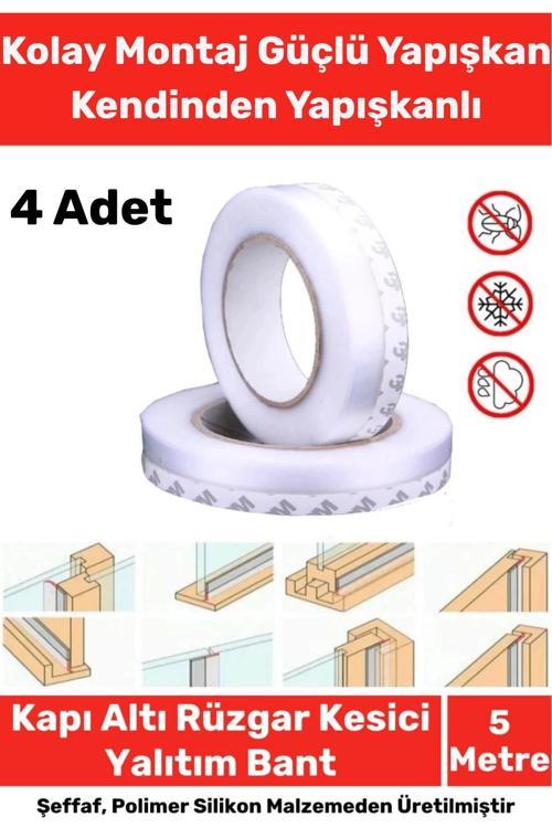 Ses Böcek Toz Önleyici Rüzgar Kesici Kapı Pencere Isı Izolasyon Yalıtım Şeffaf Şerit Bant 5mt 4 Adet