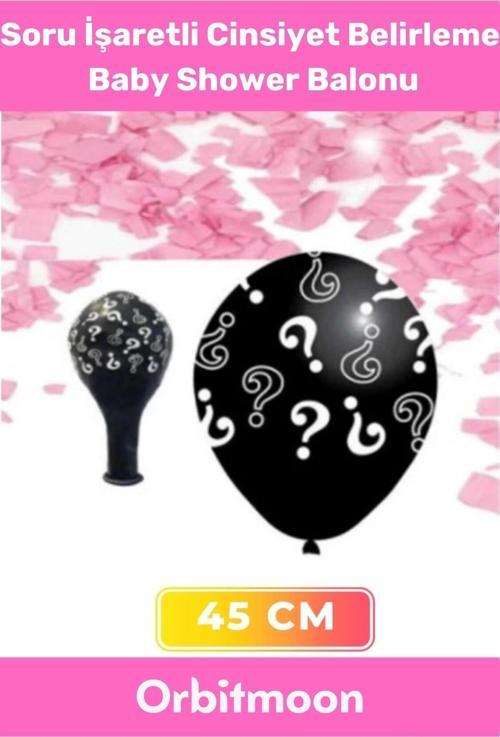 Premium Ürün Cinsiyet Belirleme Partisi Siyah Büyük Soru İşaretli 45cm Kız Bebek Baby Shower Balonu