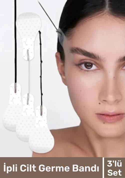 Premium Üretim Göz Kaş Kaz Ayağı Yüz Günlük Vücut Boyun İpli Gerdirme Bandı 3'lü Set