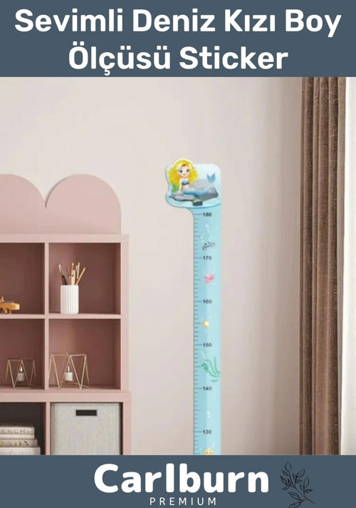 Özel Üretim İz Bırakmayan Çift Taraflı Bantlı Silinebilir Ev Sevimli Deniz Kızı Boy Ölçüsü Sticker