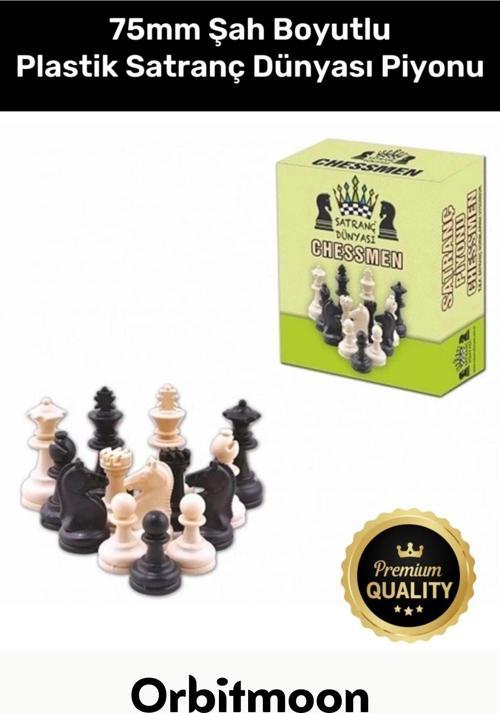 Premium Seri Şah Boyu 75mm Eksik Takımı Tamamlama Uyumlu Orta Plastik Satranç Dünyası Piyonu