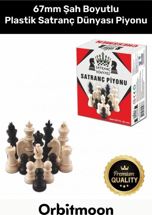 Premium Seri Şah Boyu 67mm Eksik Takımı Tamamlama Uyumlu Orta Plastik Satranç Dünyası Piyonu