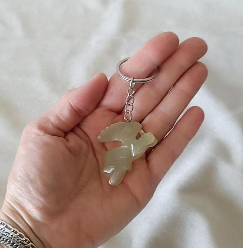 Anahtarlık Tavşan Oniks Doğal Taş Çanta Cüzdan Süsü   