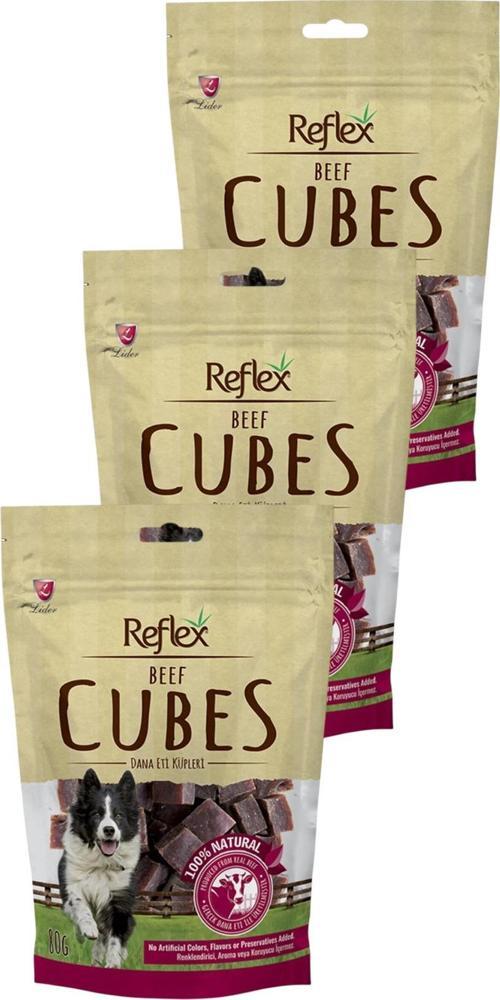 Cubes Küp Şeklinde Dana Eti  Köpek Ödül Maması 80gr Üçlü Paket