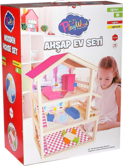 ONY-398 Büyük Ahşap Ev Seti -Onyıl Oyuncak