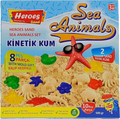 KUM-040 500GR HEROES KİNETİK KUM DENİZ HAYVANLI KALIPLI SET