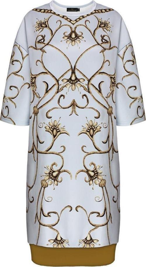 Gri Yarım Kollu Monogram Elbise 38 Beden