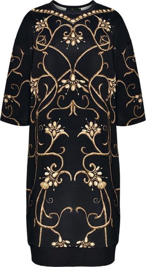Siyah Yarım Kollu Monogram Elbise 38 Beden