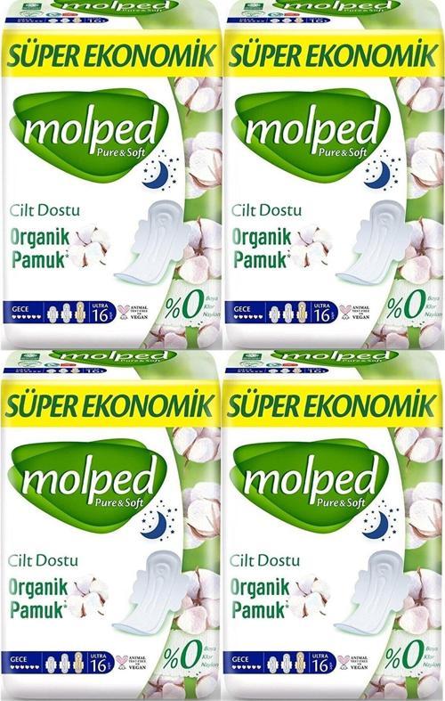 Pure &amp; Soft Gece Süper Ekonomik Ped 16 Lı X 4 Adet